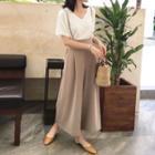 Set: V-neck Short-sleeve T-shirt + Wide-leg Suspender Pants