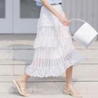 Lace Tiered Midi Skirt
