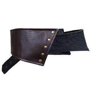 Studded Faux Leather Belt Coffee & Black - One Size