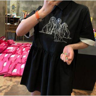 Short Sleeve Printed Shirt Dress