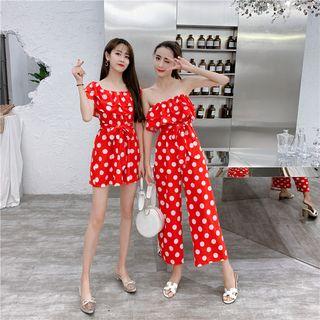 Dotted Strapless Wide-leg Playsuit