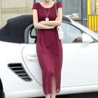 Short-sleeve Slit Dress