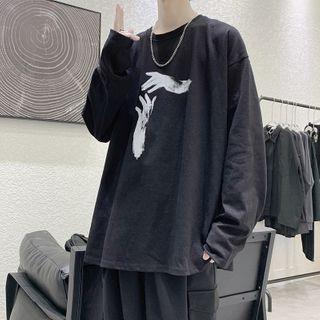 Long-sleeve Hand Print T-shirt