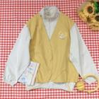 Cartoon Mock Two Piece Zip Jacket