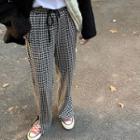 Houndstooth Straight Leg Pants Houndstooth - Black & White - One Size