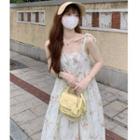 Sleeveless Floral A-line Dress White - One Size