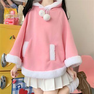 Two Tone Fleece Cape Hoodie