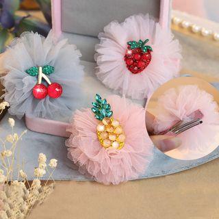 Embellished Fruit Mesh Flower Hair Clip