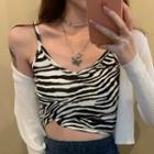 Zebra Print Cropped Camisole As Shown In Figure - One Size