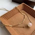 Faux Pearl Pendant Layered Alloy Necklace Gold - One Size