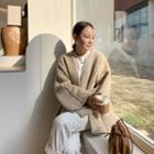 Open-front Seam-detail Shawl Cardigan