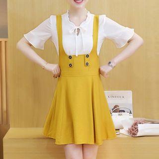 Set: Short-sleeve Blouse + Jumper Dress