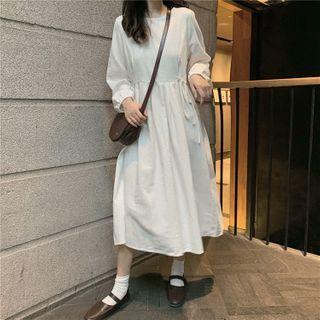 Long Sleeve Drawstring Waist Dress