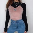 Lettering Embroidered Fluffy Chain Camisole Top