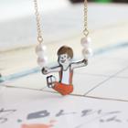 Faux-pearl Cartoon Pendant Necklace