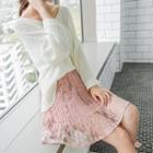 Pleated Crochet -mesh Skirt