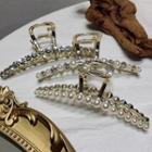 Faux Pearl Rhinestone Hair Clamp