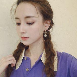 Non-matching Alloy Starfish Disc Dangle Earring