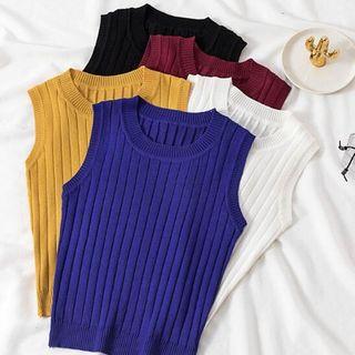 Sleeveless Round Neck Ribbed Knit Top