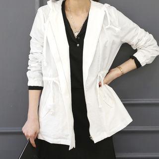 Drawstring-waist Zip-up Hoodie