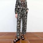 Puff-sleeve Floral Print Jumpsuit