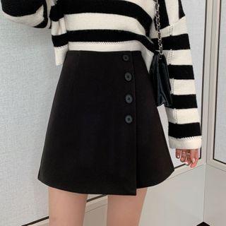 Asymmetrical Wool A-line Skort