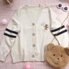Bear Embroidered Knit Jacket