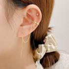 Moon Chain Rhinestone Cuff Earring E2625 - 1 Pair - Gold - One Size