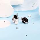 Non-matching 925 Sterling Silver Astronaut & Planet Earring 1 Pair - Earrings - Planet - Astronaut - One Size