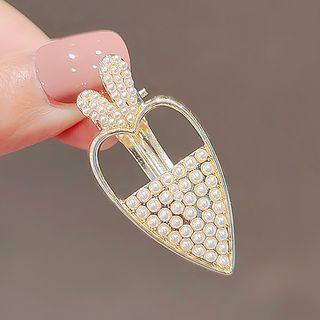 Carrot Faux Pearl Brooch Ly2007 - White - One Size