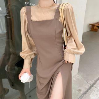 Plain Long-sleeve Blouse / Tank Dress / Scarf