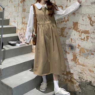 Plain Blouse / Sleeveless Midi Dress