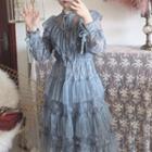 Lace Long-sleeve A-line Tiered Dress