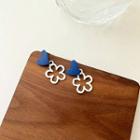 Floral Drop Earring 1 Pair - Blue & White - One Size