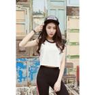 Sleeveless Color-block Cropped Top