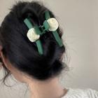 Flower Hair Clamp 2701a - White & Dark Green - One Size