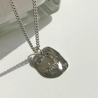 Irregular-pendant Necklace Silver - One Size