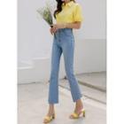 Cutout Godet-hem Boot-cut Jeans