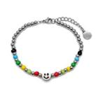 Bead Bracelet Red & Green & Yellow Bead - Silver - One Size