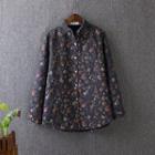 Floral Print Fleece Lined Long-sleeve Shirt