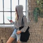 Hooded Striped Pullover Black - One Size