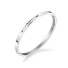 Simple Fashion Geometric Round 316l Stainless Steel Bangle With Cubic Zirconia Silver - One Size