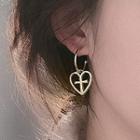 Alloy Cross & Heart Dangle Earring 1 Pair - Earrings - A28a - Gold - One Size