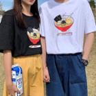 Couple Matching Short-sleeve Ramen Print T-shirt