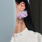 Petal Mesh Rhinestone Dangle Earring 1 Pair - Earrings - Purple - One Size