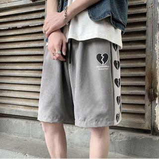 Heart Print Straight Leg Sweatshorts