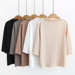 Glitter 3/4-sleeve Knit Top