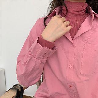 Turtleneck Mock Two-piece Shirt
