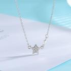 925 Sterling Rhinestone Star Necklace Ns205 - Silver - One Size