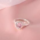 Heart Faux Crystal Sterling Silver Ring 1pc - Silver - 15